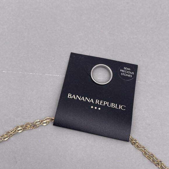 NWT Banana Republic Two-Tier Semi-Precious Stone Gold Tone Chain Necklace - Picture 6 of 7